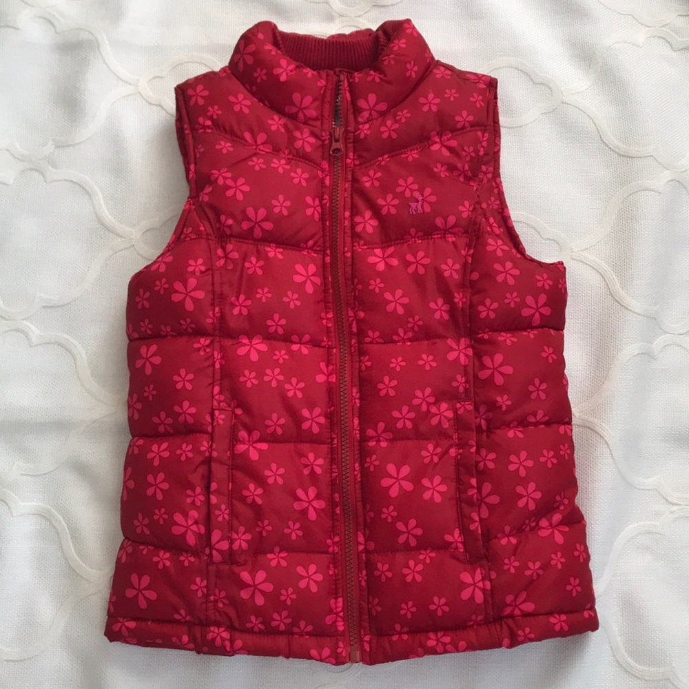 Old Navy - Girls Red Fleece Lined Puffer Vest.